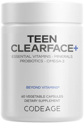 Codeage Teen Clearface frente del empaque mostrando marca y beneficio para piel