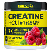 CON-CRET envase frontal frambuesa mostrando tamaño y sabor beneficioso