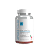 Consult Health frasco frontal de Biotin GAIN gomitas que muestra presentación y beneficio estético