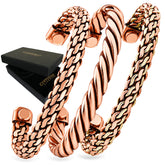 Coppervast brazalete trenzado frontal mostrando diseño elegante y unisex