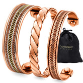 Coppervast pulsera trenzada frontal muestra diseño unisex y acabado elegante