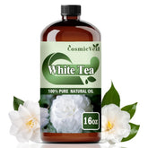 CosmicVeil botella frontal de té blanco mostrando etiqueta y capacidad