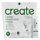Create creatine: vista frontal del embalaje, transmite confianza y pureza