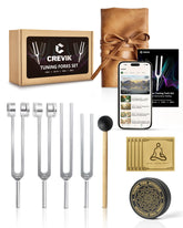 CREVIK set frontal mostrando diapasones y funda, ideal para empezar