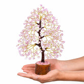 Crocon árbol de cuarzo rosa vista frontal mostrando belleza y equilibrio