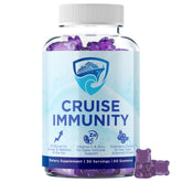 CRUISE IMMUNITY frasco frontal mostrando envase portátil para viaje