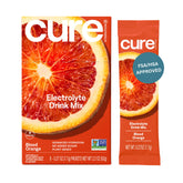 Cure Hydration frontal caja 8 sobres, presentación práctica y sin azúcares añadidos
