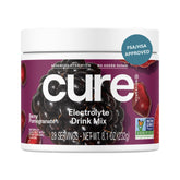 Cure Hydration bote frontal mostrando diseño y 28 porciones, facilita uso diario