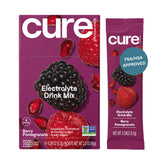 Cure Hydration paquete frontal mostrando caja y marca, fácil identificación y transporte