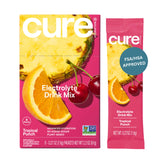 Cure Hydration frente del empaque mostrando 8 sobres y beneficios claros