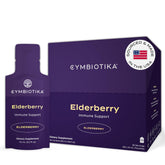 CYMBIOTIKA pack frontal de Elderberry Boost mostrando envases y beneficio práctico