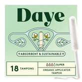 Daye tampón Super frontal del embalaje muestra marca y información