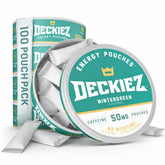 Deckiez vista frontal del envase Wintergreen, diseño práctico y portátil