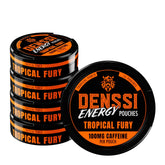DENSSI frontal del envase Tropical Fury mostrando diseño y beneficio portátil