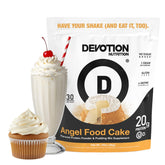 Devotion Nutrition frente del empaque mostrando bolsa resellable y beneficio práctico
