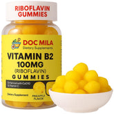 Doc Mila envase frontal de Vitamin B2 con diseño y cantidad visible, conveniencia mensual