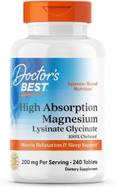 Doctor's BEST envase frontal mostrando 240 tabletas y beneficios de alta absorción