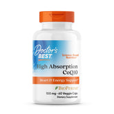 Doctor's BEST frasco frontal del CoQ10 mostrando etiqueta y beneficios