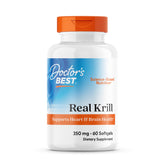 Doctor's BEST frasco frontal del aceite de kril mostrando etiqueta y beneficio nutricional
