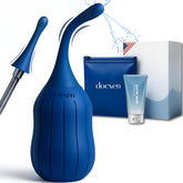 Docxen vista frontal del kit enema con pera y boquilla para limpieza cómoda