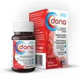 Dona frasco frontal mostrando etiqueta clara y beneficio de apoyo articular