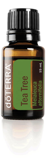 doTERRA frasco Melaleuca al frente, purifica piel y ambiente