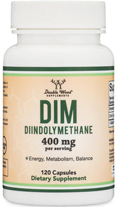Double Wood Supplements botella frontal mostrando etiqueta y beneficio de equilibrio hormonal