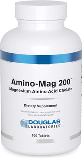 Douglas Laboratories Amino-Mag 200 vista frontal con etiqueta clara y beneficios