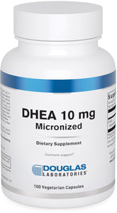 Douglas Laboratories envase frontal de DHEA 10 mg mostrando diseño y beneficio de apoyo hormonal