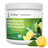 Dr. Berg envase frontal mostrando etiqueta y sabor limón, práctico para usar