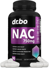 DR. BO frente del envase NAC 750 mg, presentación clara y confianza
