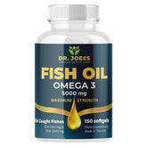 Dr. JOEL'S empaque frontal del Fish Oil Omega 3, presentación limpia y profesional