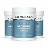 Dr. Mercola Biothin Probiotic envase frontal que muestra 90 cápsulas para apoyo digestivo