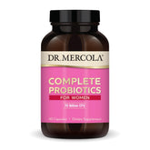 Dr. Mercola envase frontal Complete Probiotics for Women mostrando beneficios