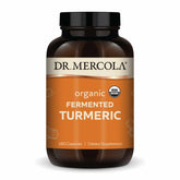 Dr. Mercola frasco delante mostrando el envase y beneficio de concentración