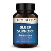 Dr. Mercola envase frontal mostrando la marca y beneficios para relajación y sueño