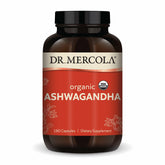 Dr. Mercola frasco frontal mostrando etiqueta y beneficio de energía limpia