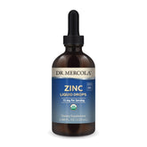 Dr. Mercola envase frontal mostrando gotas de zinc y beneficio de conveniencia