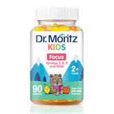 DR. MORITZ empaque frontal de gomitas veganas destacando omega 3 y 90 unidades