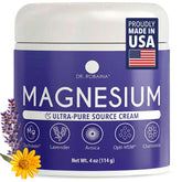 Dr. Robaina envase frontal de la crema de magnesio y lavanda mostrando etiqueta clara y beneficios