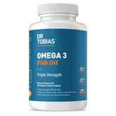 Dr. Tobias frasco frontal mostrando 60 cápsulas para alta concentración de omega-3