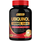 DRFOSTER frasco frontal con CoQ10 ubiquinol mostrando etiqueta clara y beneficio de energía