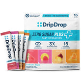 DripDrop paquete frontal mostrando 16 sobres y diseño limpio para hidratación rápida