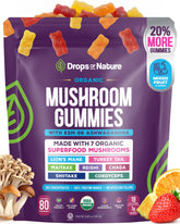 Drops Of Nature frente del empaque mostrando mezcla 8 en 1 y beneficios