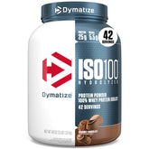 Dymatize ISO100 frente del envase mostrando diseño y beneficio de pureza
