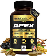 Earth Elixir Apex frontal del envase, presentación clara y beneficios