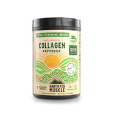 Earth Fed Muscle frente del envase mostrando marca y beneficio de proteína