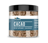 Earthborn Elements frasco de cacao 200 cápsulas mostrando el envase y claridad del producto