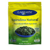 Earthrise envase frontal de spirulina 1 lb mostrando marca y tamaño