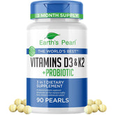 Earth's Pearl frente del empaque mostrando 90 perlas y beneficios claros